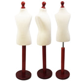 Children Kids Age 6-8 Years Tailors Dummy Mannequin, White Torso Bust with a Red Wood Round Base